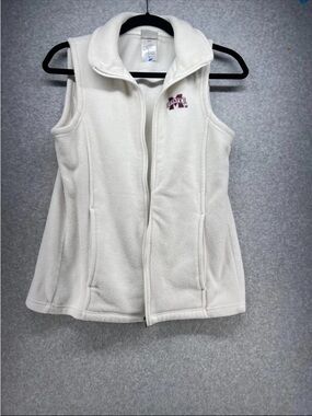 Knights Apparel Cream Fleece Full-Zip Vest with Maroon Logo